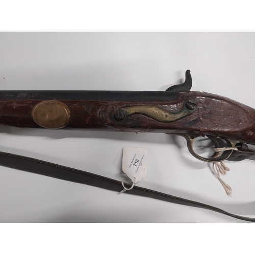 716 - 19th C. percussion capped rifle. {146 cm L}.