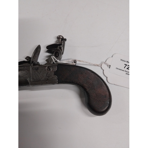 725 - 19th C. Flintlock pistol stamped Banbury. {14 cm L}.