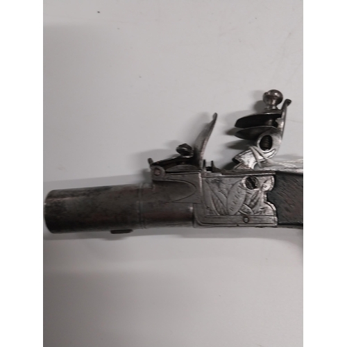 725 - 19th C. Flintlock pistol stamped Banbury. {14 cm L}.