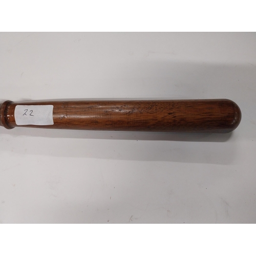 726A - RIC wooden baton stamped Dublin. {39 cm W  x 4 cm Dia.}.