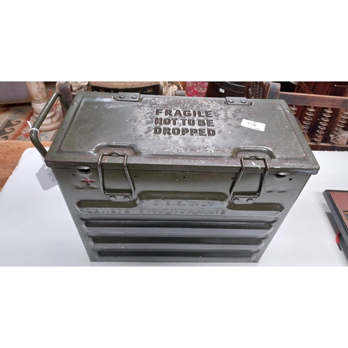 729A - Metal ammunition box CES and Co Ltd. {45 cm H x 32 cm W x 20 cm D}.