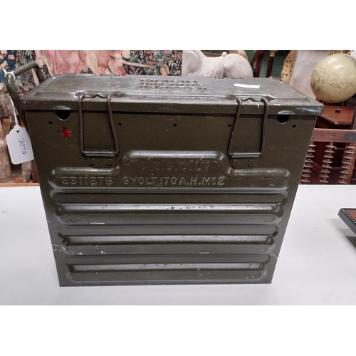 729A - Metal ammunition box CES and Co Ltd. {45 cm H x 32 cm W x 20 cm D}.