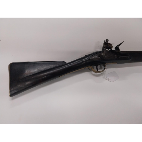 731 - 19th C. Brown Bess Tower Gun GR flintlock rifle with original ramrod. {134 cm H x 13 cm W}.