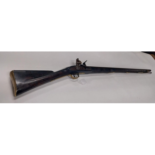 731 - 19th C. Brown Bess Tower Gun GR flintlock rifle with original ramrod. {134 cm H x 13 cm W}.