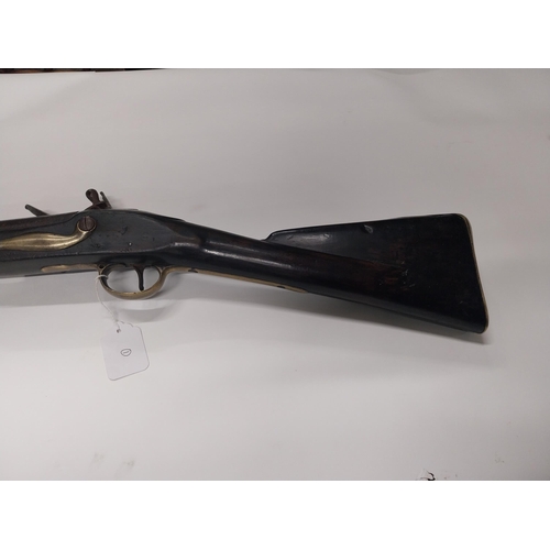 731 - 19th C. Brown Bess Tower Gun GR flintlock rifle with original ramrod. {134 cm H x 13 cm W}.