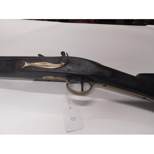 731 - 19th C. Brown Bess Tower Gun GR flintlock rifle with original ramrod. {134 cm H x 13 cm W}.