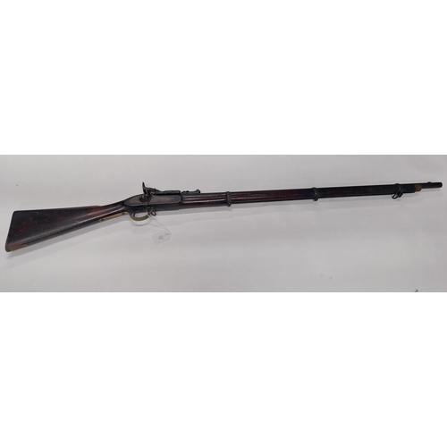 732 - 1864 Enfield Rifle with rolling block percussion cap rifle. {140 cm L}.