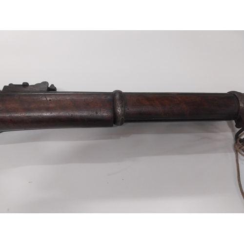 734 - 1870 Tower Gun with rolling block percussion capped rifle with original ramrod. {100 cm L}.