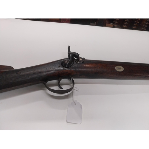 735 - Rare 19th C. fowling percussion capped gun with original ramrod. {160 cm L x 13 cm W}.