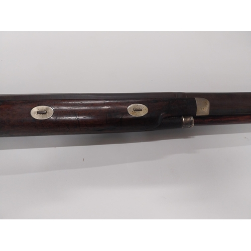 735 - Rare 19th C. fowling percussion capped gun with original ramrod. {160 cm L x 13 cm W}.