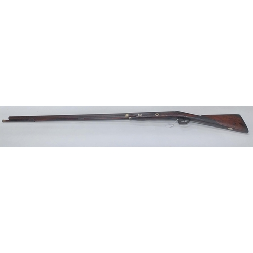 735 - Rare 19th C. fowling percussion capped gun with original ramrod. {160 cm L x 13 cm W}.