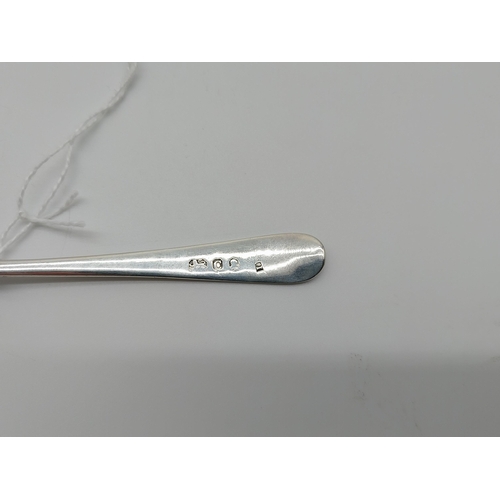 742 - English silver bright cut caddy spoon. Hallmarked in London. 1818 - 19. Maker: I H possibly James Hi... 