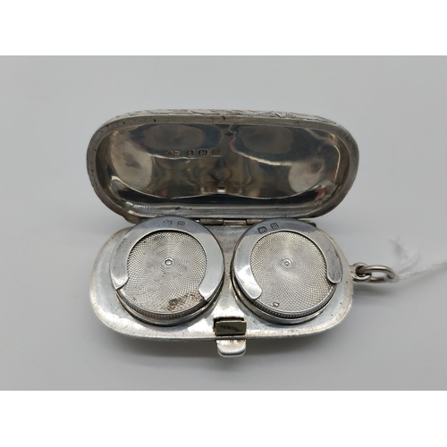 743 - English silver double sovereign case. Hallmarked in Birmingham. 1911. Makers marks rubbed. Wt: 37grm... 