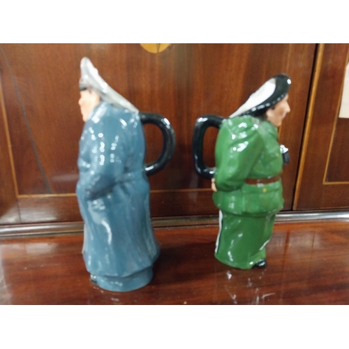 763 - Two Staffordshire ceramic collectible Toby Jug figures of Rommel and Montgomery. {13 cm H x 5 cm W x... 