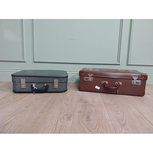 766 - Two vintage suitcases. {18 cm H x 55 cm W x 30 cm D} and {15 cm H x 46 cm W x 30 cm D}.