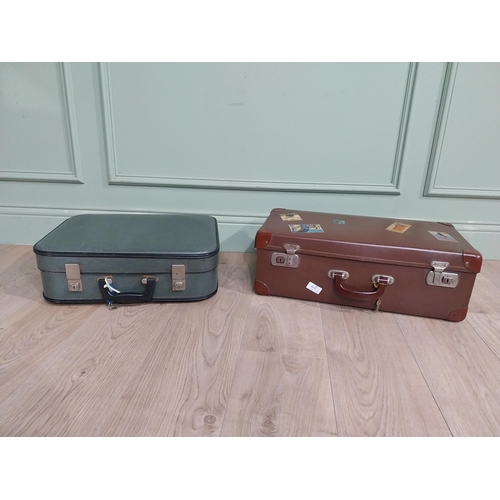 766 - Two vintage suitcases. {18 cm H x 55 cm W x 30 cm D} and {15 cm H x 46 cm W x 30 cm D}.