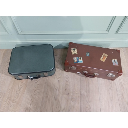 766 - Two vintage suitcases. {18 cm H x 55 cm W x 30 cm D} and {15 cm H x 46 cm W x 30 cm D}.