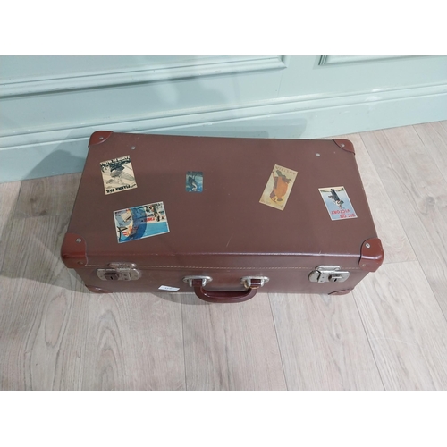 766 - Two vintage suitcases. {18 cm H x 55 cm W x 30 cm D} and {15 cm H x 46 cm W x 30 cm D}.