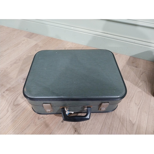 766 - Two vintage suitcases. {18 cm H x 55 cm W x 30 cm D} and {15 cm H x 46 cm W x 30 cm D}.