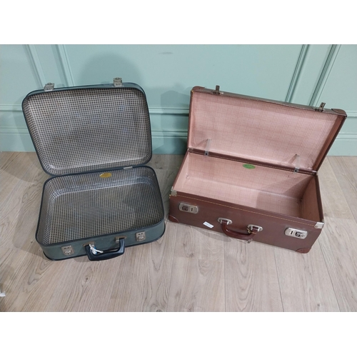 766 - Two vintage suitcases. {18 cm H x 55 cm W x 30 cm D} and {15 cm H x 46 cm W x 30 cm D}.