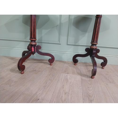 77 - Pair of Italian painted Neo Classical wine tables on reeded column and three outswept feet. {68 cm H... 