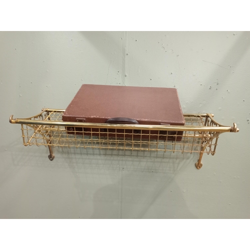 772 - Brass luggage rack.  {H 25cm x W 75cm x D 30cm}. NOT AVAILABLE TO VIEW IN PERSON.