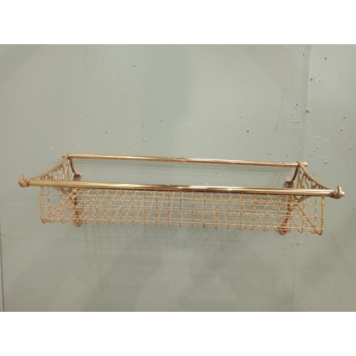 772 - Brass luggage rack.  {H 25cm x W 75cm x D 30cm}. NOT AVAILABLE TO VIEW IN PERSON.