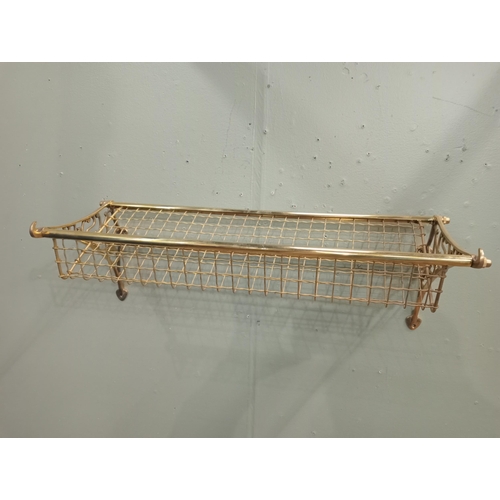 772 - Brass luggage rack.  {H 25cm x W 75cm x D 30cm}. NOT AVAILABLE TO VIEW IN PERSON.