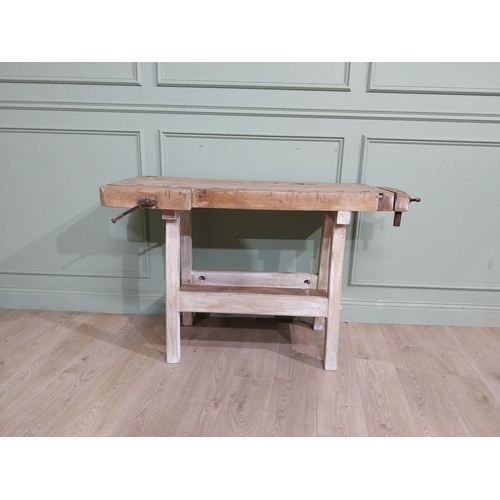 78 - Early 20th C. pine carpenter's bench. {85 cm H x 134 cm W x 46 cm WD}.