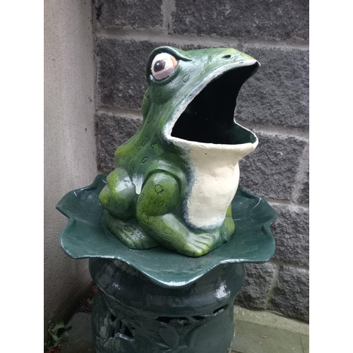 823 - Cast iron bin in the form of a Frog.  {H 90cm x W 46cm}. NOT AVAILABLE TO VIEW IN PERSON.