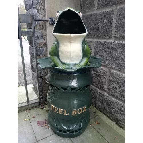 823 - Cast iron bin in the form of a Frog.  {H 90cm x W 46cm}. NOT AVAILABLE TO VIEW IN PERSON.