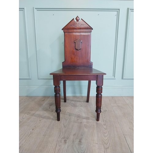 85 - 19th C. Mahogany carved hall chair. {95 cm H X 40 cm W x 30 cm D}.