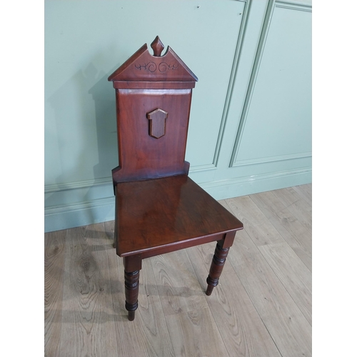 85 - 19th C. Mahogany carved hall chair. {95 cm H X 40 cm W x 30 cm D}.