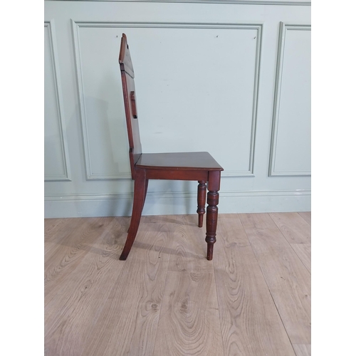 85 - 19th C. Mahogany carved hall chair. {95 cm H X 40 cm W x 30 cm D}.