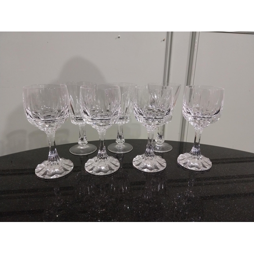 88 - Seven cut glass wine glasses. {15 cm H}