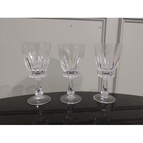 88 - Seven cut glass wine glasses. {15 cm H}