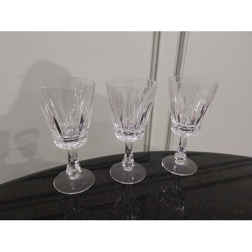 88 - Seven cut glass wine glasses. {15 cm H}