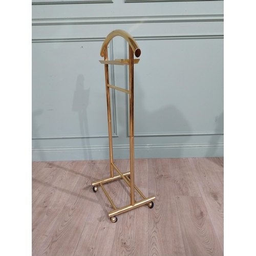 9 - Good quality mid century brass Valet stand. {108 cm H x 45 cm W x 34 cm D}.