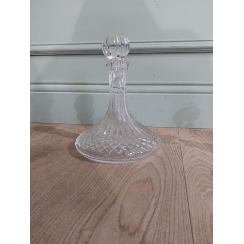 93 - Tyrone cut crystal decanter and another. {22 cm H} and {25 cm H}