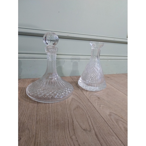 93 - Tyrone cut crystal decanter and another. {22 cm H} and {25 cm H}