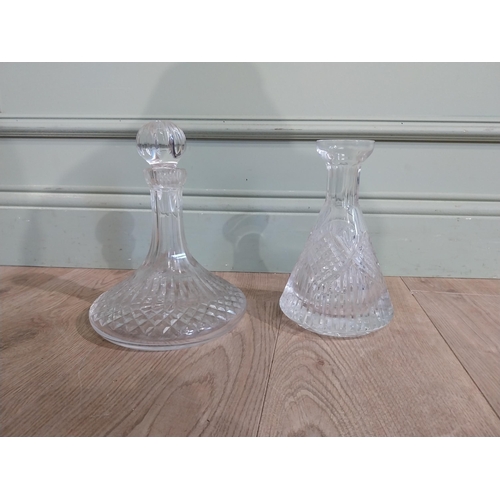 93 - Tyrone cut crystal decanter and another. {22 cm H} and {25 cm H}