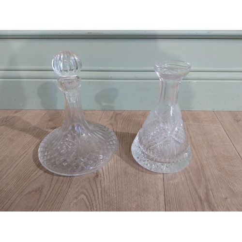 93 - Tyrone cut crystal decanter and another. {22 cm H} and {25 cm H}