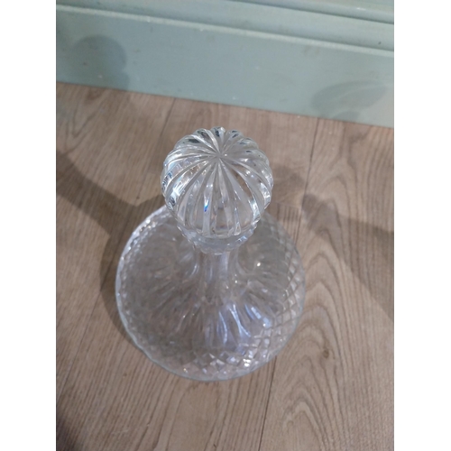 93 - Tyrone cut crystal decanter and another. {22 cm H} and {25 cm H}