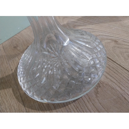 93 - Tyrone cut crystal decanter and another. {22 cm H} and {25 cm H}