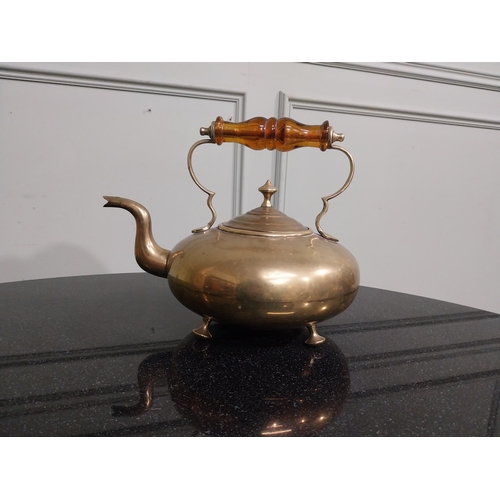 96 - Two Edwardian brass kettles. {20 cm H x 26 cm W x 18 cm } and {24 cm H x 22 cm W x 18 cm D}.