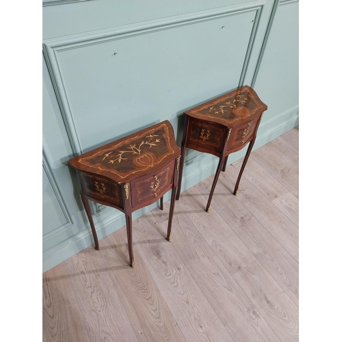 97 - Pair of French kingwood and walnut bedside lockers with ormolu mounts. {70 cm H x 48 cm W x 24 cm D}... 