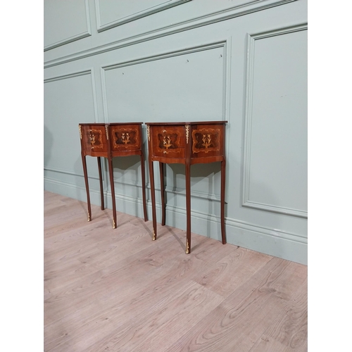 97 - Pair of French kingwood and walnut bedside lockers with ormolu mounts. {70 cm H x 48 cm W x 24 cm D}... 