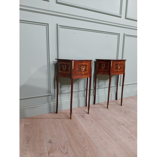 97 - Pair of French kingwood and walnut bedside lockers with ormolu mounts. {70 cm H x 48 cm W x 24 cm D}... 