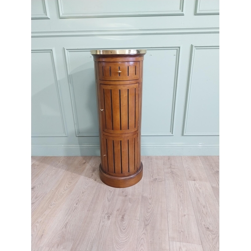 220 - Exceptional quality Cherrywood bar stand with brass top {107cm H x 40cm Dia.}