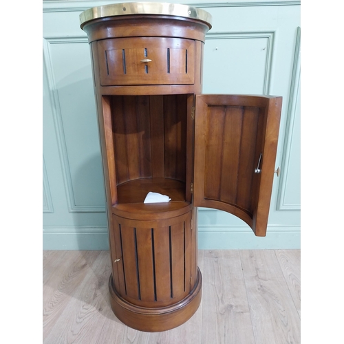 220 - Exceptional quality Cherrywood bar stand with brass top {107cm H x 40cm Dia.}